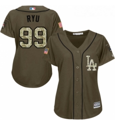 Womens Majestic Los Angeles Dodgers 99 Hyun Jin Ryu Replica Green Salute to Service MLB Jersey Womens Majestic Los Angeles Dodgers 99 Hyun Jin Ryu Replica Green Salute to Service MLB Jersey