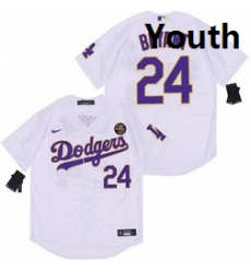 Youth Dodgers 24 Kobe Bryant White Cool Base Stitched MLB Jersey Youth Dodgers 24 Kobe Bryant White Cool Base Stitched MLB Jersey