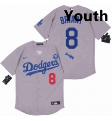 Youth Dodgers 8 Kobe Bryant Grey Cool Base Stitched MLB Jersey Youth Dodgers 8 Kobe Bryant Grey Cool Base Stitched MLB Jersey