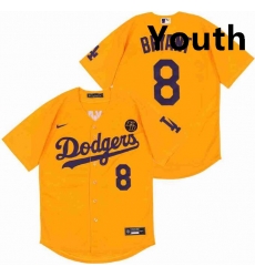 Youth Dodgers 8 Kobe Bryant Yellow Cool Base Stitched MLB Jersey Youth Dodgers 8 Kobe Bryant Yellow Cool Base Stitched MLB Jersey