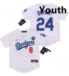 Youth Dodgers Front 8 Back 24 Kobe Bryant White Cool Base Stitched MLB Jersey Youth Dodgers Front 8 Back 24 Kobe Bryant White Cool Base Stitched MLB Jersey