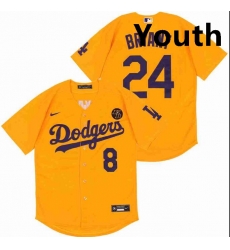 Youth Dodgers Front 8 Back 24 Kobe Bryant Yellow Cool Base Stitched MLB Jersey Youth Dodgers Front 8 Back 24 Kobe Bryant Yellow Cool Base Stitched MLB Jersey