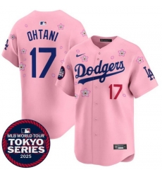 Youth Los Angeles Dodgers 17 Shohei Ohtani Pink 2025 Tokyo Series Limited Stitched Baseball Jersey