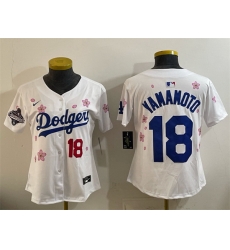 Youth Los Angeles Dodgers 18  Yoshinobu Yamamoto White 2025 World Series Champions Patch Tokyo Series Limited Stitched Baseball Jersey