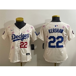 Youth Los Angeles Dodgers 22 Clayton Kershaw Cream 2025 Tokyo Series Limited Stitched Baseball Jersey