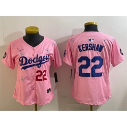 Youth Los Angeles Dodgers 22 Clayton Kershaw Pink 2025 Tokyo Series Limited Stitched Baseball Jersey