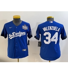 Youth Los Angeles Dodgers 34 Toro Valenzuela Royal 2024 World Series With Fernando Memorial Patch Alternate Limited Stitched Baseball Jersey Youth Los Angeles Dodgers 34 Toro Valenzuela Royal 2024 World Series With Fernando Memorial Patch Alternate Limited Stitched Baseball Jersey