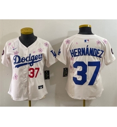 Youth Los Angeles Dodgers 37 Teoscar Hernandez Cream 2025 Tokyo Series Limited Stitched Baseball Jersey
