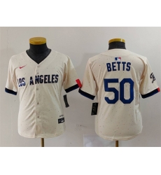 Youth Los Angeles Dodgers 50 Mookie Betts Cream Stitched Baseball Jersey Youth Los Angeles Dodgers 50 Mookie Betts Cream Stitched Baseball Jersey