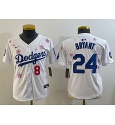 Youth Los Angeles Dodgers Front 8 Back 24 Kobe Bryant White 2025 Tokyo Series Limited Stitched Baseball Jersey Youth Los Angeles Dodgers Front 8 Back 24 Kobe Bryant White 2025 Tokyo Series Limited Stitched Baseball Jersey
