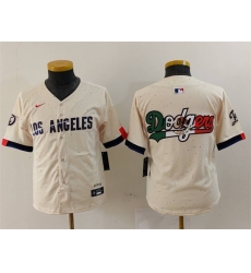 Youth Los Angeles Dodgers Team Big Logo Cream 2024 City Connect Limited Stitched Baseball Jersey Youth Los Angeles Dodgers Team Big Logo Cream 2024 City Connect Limited Stitched Baseball Jersey