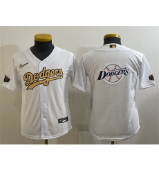 Youth Los Angeles Dodgers White Gold Team Big Logo Stitched Baseball Jersey Youth Los Angeles Dodgers White Gold Team Big Logo Stitched Baseball Jersey