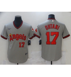 Men Los Angeles Angels 17 Ohtani Grey Game Throwback 2021 Nike MLB Jersey Men Los Angeles Angels 17 Ohtani Grey Game Throwback 2021 Nike MLB Jersey