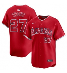 Men Los Angeles Angels 27 Mike Trout Red Alternate Limited Stitched Baseball Jersey Men Los Angeles Angels 27 Mike Trout Red Alternate Limited Stitched Baseball Jersey