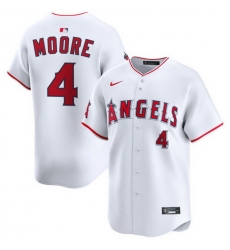 Men Los Angeles Angels 4 Christian Moore White Home Limited Stitched Baseball Jersey
