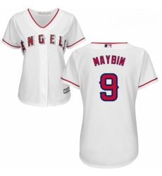Womens Majestic Los Angeles Angels of Anaheim 9 Cameron Maybin Replica White Home Cool Base MLB Jersey Womens Majestic Los Angeles Angels of Anaheim 9 Cameron Maybin Replica White Home Cool Base MLB Jersey