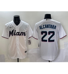 Men Miami Marlins 22 Sandy Alcantara White Cool Base Stitched Jersey