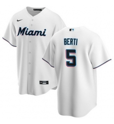 Men Miami Marlins 5 Jon Berti White Cool Base Stitched Baseball Jersey Men Miami Marlins 5 Jon Berti White Cool Base Stitched Baseball Jersey