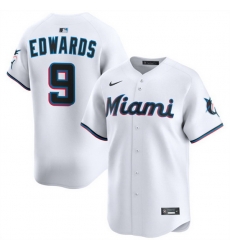 Men Miami Marlins 9 Xavier Edwards White 2024 Home Limited Stitched Baseball Jersey