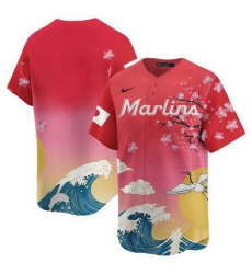 Men Miami Marlins Blank Pink Japanese Heritage Night 2025 Limited Baseball Jersey