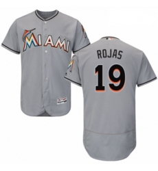 Mens Majestic Miami Marlins 19 Miguel Rojas Grey Road Flex Base Authentic Collection MLB Jersey Mens Majestic Miami Marlins 19 Miguel Rojas Grey Road Flex Base Authentic Collection MLB Jersey
