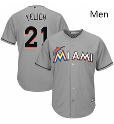 Mens Majestic Miami Marlins 21 Christian Yelich Replica Grey Road Cool Base MLB Jersey Mens Majestic Miami Marlins 21 Christian Yelich Replica Grey Road Cool Base MLB Jersey