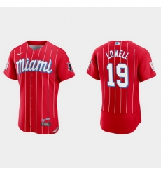 Miami Marlins 19 Mike Lowell Men Nike 2021 City Connect Authentic MLB Jersey Red