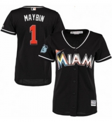 Womens Majestic Miami Marlins 1 Cameron Maybin Replica Black Alternate 2 Cool Base MLB Jersey Womens Majestic Miami Marlins 1 Cameron Maybin Replica Black Alternate 2 Cool Base MLB Jersey