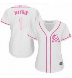 Womens Majestic Miami Marlins 1 Cameron Maybin Replica White Fashion Cool Base MLB Jersey Womens Majestic Miami Marlins 1 Cameron Maybin Replica White Fashion Cool Base MLB Jersey