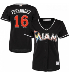 Womens Majestic Miami Marlins 16 Jose Fernandez Replica Black Alternate 2 Cool Base MLB Jersey Womens Majestic Miami Marlins 16 Jose Fernandez Replica Black Alternate 2 Cool Base MLB Jersey