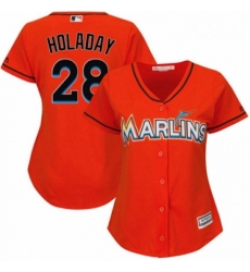 Womens Majestic Miami Marlins 28 Bryan Holaday Replica Orange Alternate 1 Cool Base MLB Jersey Womens Majestic Miami Marlins 28 Bryan Holaday Replica Orange Alternate 1 Cool Base MLB Jersey