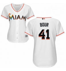 Womens Majestic Miami Marlins 41 Justin Bour Replica White Home Cool Base MLB Jersey Womens Majestic Miami Marlins 41 Justin Bour Replica White Home Cool Base MLB Jersey