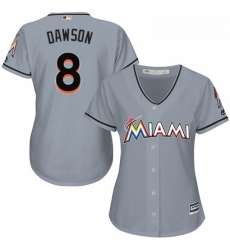 Womens Majestic Miami Marlins 8 Andre Dawson Replica Grey Road Cool Base MLB Jersey Womens Majestic Miami Marlins 8 Andre Dawson Replica Grey Road Cool Base MLB Jersey