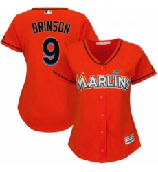Womens Majestic Miami Marlins 9 Lewis Brinson Replica Orange Alternate 1 Cool Base MLB Jersey Womens Majestic Miami Marlins 9 Lewis Brinson Replica Orange Alternate 1 Cool Base MLB Jersey