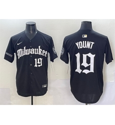 Men Milwaukee Brewers 19 Robin Yount Black 27Gothic 414 Shadows Edition 27 Vapor Premier Limited Stitched Jersey Men Milwaukee Brewers 19 Robin Yount Black 27Gothic 414 Shadows Edition 27 Vapor Premier Limited Stitched Jersey