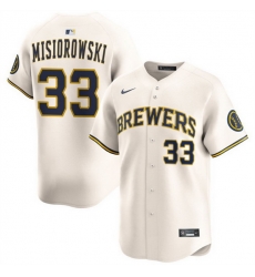 Men Milwaukee Brewers 33 Jacob Misiorowski Cream 2025 Limited Stitched Baseball Jersey