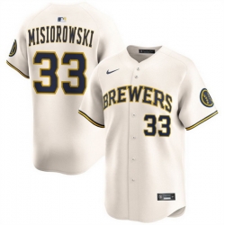 Men Milwaukee Brewers 33 Jacob Misiorowski Cream 2025 Limited Stitched Baseball Jersey