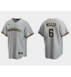 Men Milwaukee Brewers 6 Owen Miller Grey Cool Base Stitched Jersey Men Milwaukee Brewers 6 Owen Miller Grey Cool Base Stitched Jersey