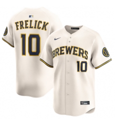 Men Milwaukee Brewers Sal Frelick #10 Nike Cream Home Limited Stitched Jersey