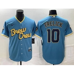 Men Milwaukee Brewers Sal Frelick #10 Nike Light Blue Home Limited Stitched Jersey