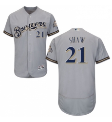 Mens Majestic Milwaukee Brewers 21 Travis Shaw Grey Flexbase Authentic Collection MLB Jersey Mens Majestic Milwaukee Brewers 21 Travis Shaw Grey Flexbase Authentic Collection MLB Jersey