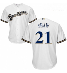 Mens Majestic Milwaukee Brewers 21 Travis Shaw Replica White Home Cool Base MLB Jersey Mens Majestic Milwaukee Brewers 21 Travis Shaw Replica White Home Cool Base MLB Jersey