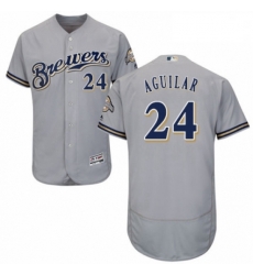 Mens Majestic Milwaukee Brewers 24 Jesus Aguilar Grey Road Flex Base Authentic Collection MLB Jersey Mens Majestic Milwaukee Brewers 24 Jesus Aguilar Grey Road Flex Base Authentic Collection MLB Jersey
