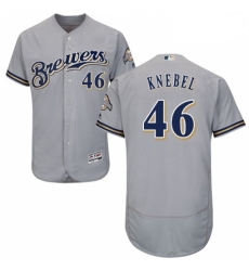 Mens Majestic Milwaukee Brewers 46 Corey Knebel Grey Flexbase Authentic Collection MLB Jersey Mens Majestic Milwaukee Brewers 46 Corey Knebel Grey Flexbase Authentic Collection MLB Jersey