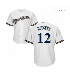 Mens Milwaukee Brewers 12 Aaron Rodgers Replica White Alternate Cool Base Baseball Jersey Mens Milwaukee Brewers 12 Aaron Rodgers Replica White Alternate Cool Base Baseball Jersey