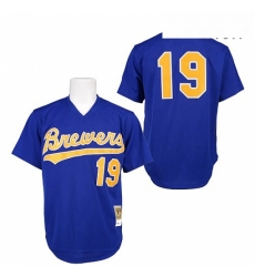 Mens Mitchell and Ness 1991 Milwaukee Brewers 19 Robin Yount Replica Blue Throwback MLB Jersey Mens Mitchell and Ness 1991 Milwaukee Brewers 19 Robin Yount Replica Blue Throwback MLB Jersey