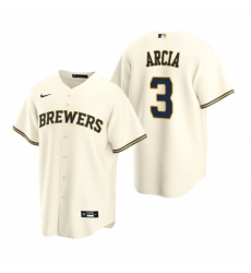 Mens Nike Milwaukee Brewers 3 Orlando Arcia Cream Home Stitched Baseball Jerse Mens Nike Milwaukee Brewers 3 Orlando Arcia Cream Home Stitched Baseball Jerse