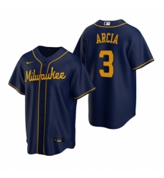 Mens Nike Milwaukee Brewers 3 Orlando Arcia Navy Alternate Stitched Baseball Jerse Mens Nike Milwaukee Brewers 3 Orlando Arcia Navy Alternate Stitched Baseball Jerse