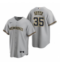 Mens Nike Milwaukee Brewers 35 Brent Suter Gray Road Stitched Baseball Jersey Mens Nike Milwaukee Brewers 35 Brent Suter Gray Road Stitched Baseball Jersey