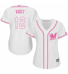Womens Majestic Milwaukee Brewers 12 Stephen Vogt Authentic White Fashion Cool Base MLB Jersey Womens Majestic Milwaukee Brewers 12 Stephen Vogt Authentic White Fashion Cool Base MLB Jersey